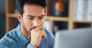 businessman in office using computer