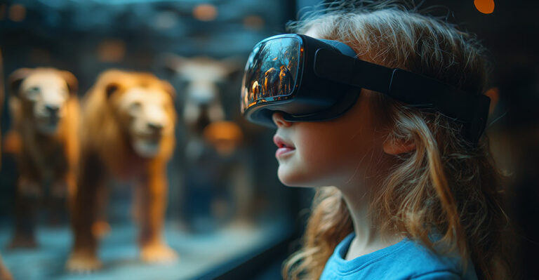 a child using a VR headset in an immesive experience