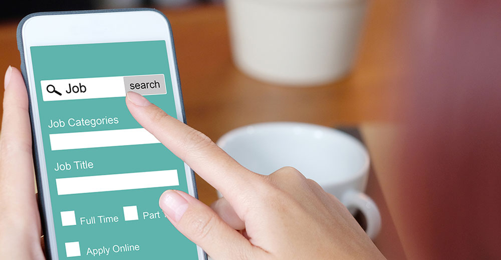 job search on a smartphone